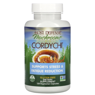 Кордичи, Поддержка при стрессе и снижение усталости (Cordychi Supports Stress & Fatigue Reduction), Fungi Perfecti Host Defense, 120 вегетарианских капсул