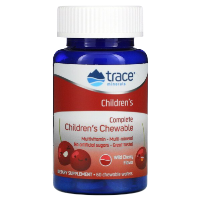 Комплексные детские жевательные таблетки (Complete Children's Chewable) дикая вишня, Trace Minerals, 60 жевательных пластинок