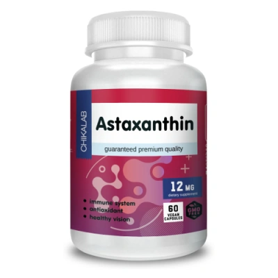 Астаксантин (Astaxanthin), 12 мг, Chikalab, 60 вегетарианских капсул