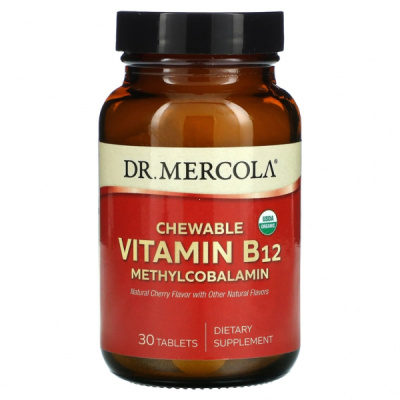 Жевательный Витамин В12 Метилкобаламин (Chewable Vitamin B12 Methylcobalamin) со вкусом вишни, Dr. Mercola, 30 таблеток