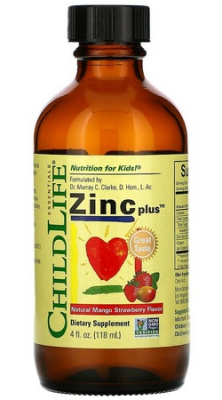 Цинк Плюс (Zinc Plus) Essentials ChildLife (с натуральным вкусом манго и клубники), 118 мл