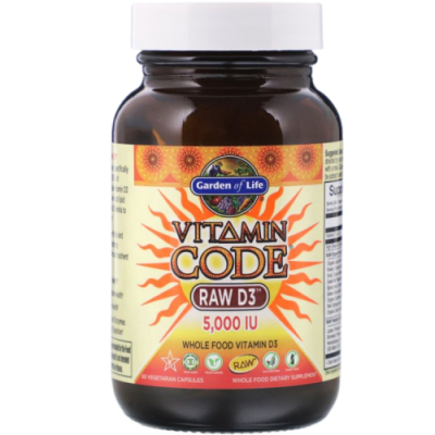 Витаминный код Рав Д3 (Vitamin Code, Raw D3) 5000 МЕ, Garden of Life, 60 вегетарианских капсул