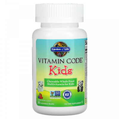 Мультивитамины для детей (Vitamin Code Kids), со вкусом вишни, Garden of Life, 30 жевательных мишек