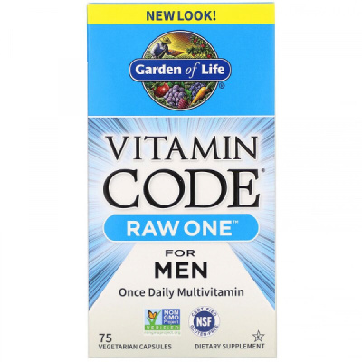 Витаминный код для мужчин (Vitamin Code Raw One For MEN), Garden of Life, 75 вегетарианских капсул