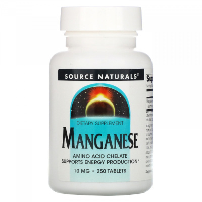 Марганец (Manganese) 10 мг, Source Naturals, 250 таблеток